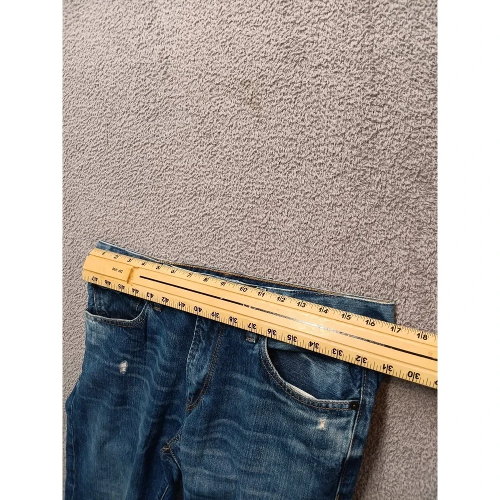 Express Rocco Slim Straight Jeans Men's 32x32 Blue Medium Wash‎ Distressed